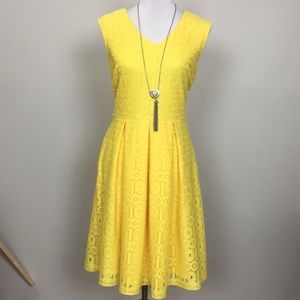 Yellow Lace Fit and Flare Dress